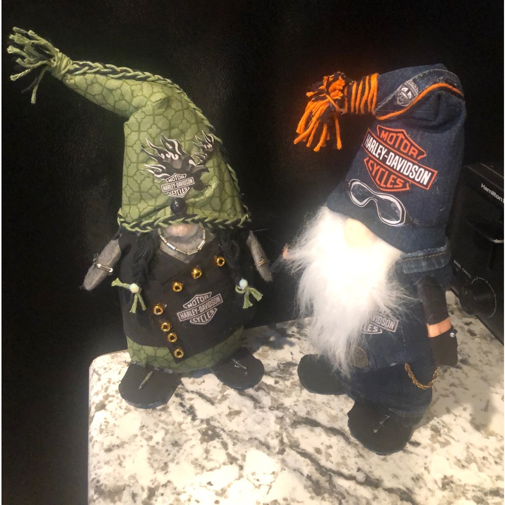 Handmade Harley Davidson Biker Gnome Couple